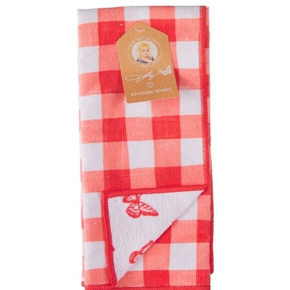 Dolly Parton Checkered Butterfly Kitchen Towel Set - Picture 2 of 7
